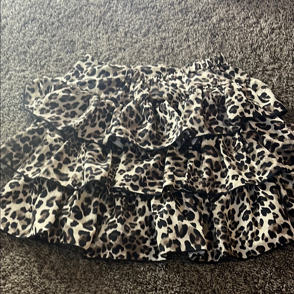 Leopard Print Ruffle Skirt